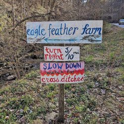 eagle feather farm sign